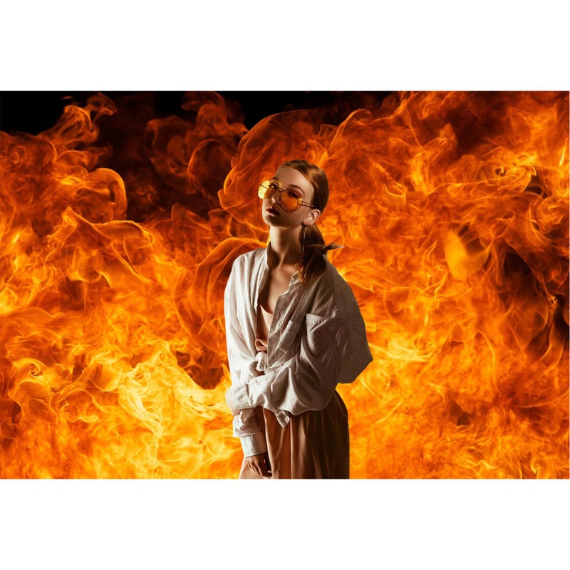 Baocicco 7x5ft Roaring Flame Backdrop Wallpaper Decor Passion Black Background Photography Background Blogger Vlogger Bonfire Party Activities Birthday Party Baby Children Adults Portrait Prop - Image 3